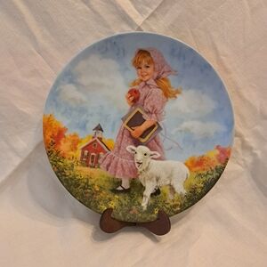 Vintage "Mary Had A Little Lamb" Collectors Plate - Pink 1985